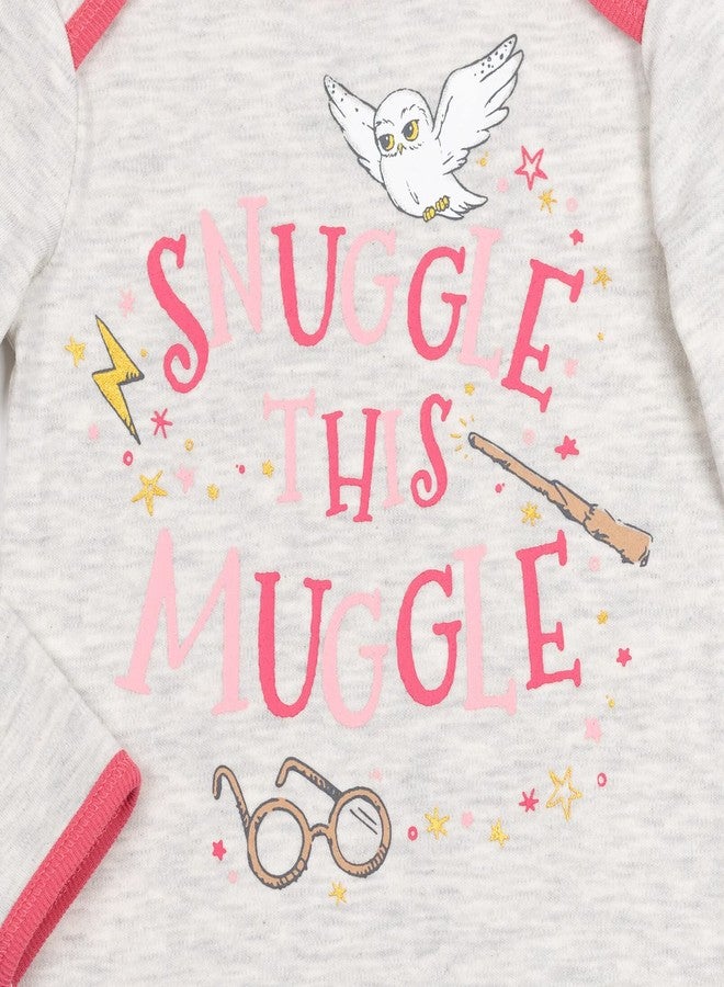 Harry Potter Hedwig Owl Newborn Baby Girls 3 Pack Sleeper Gown Red/Pink/Heather Grey 0-6 Months - Image 5