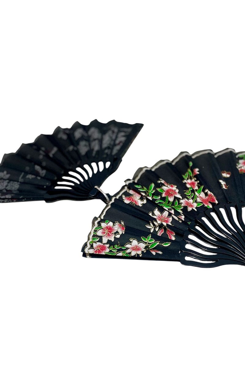 Folding Fan, Style Handheld Fan with Fabric Plastic Frame for Wedding Party Dancing - Image 1