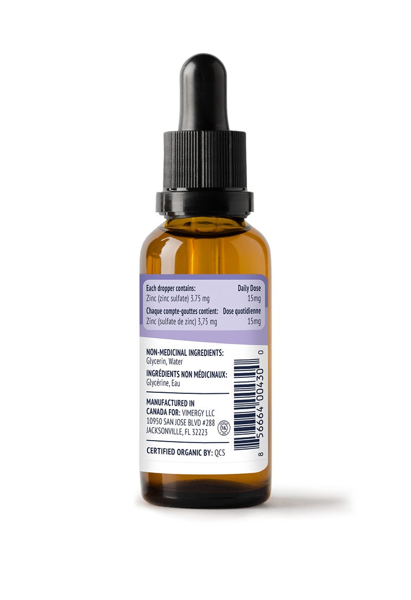 VIMERGY USDA Organic Zinc Supplements for Women & Men (7.5mg Liquid Zinc Per Serving) Fast-Absorbing Immune Support, Promotes Healthy Bones & Skin, Vegan, Up to 57 Servings (115 mL) - Image 2