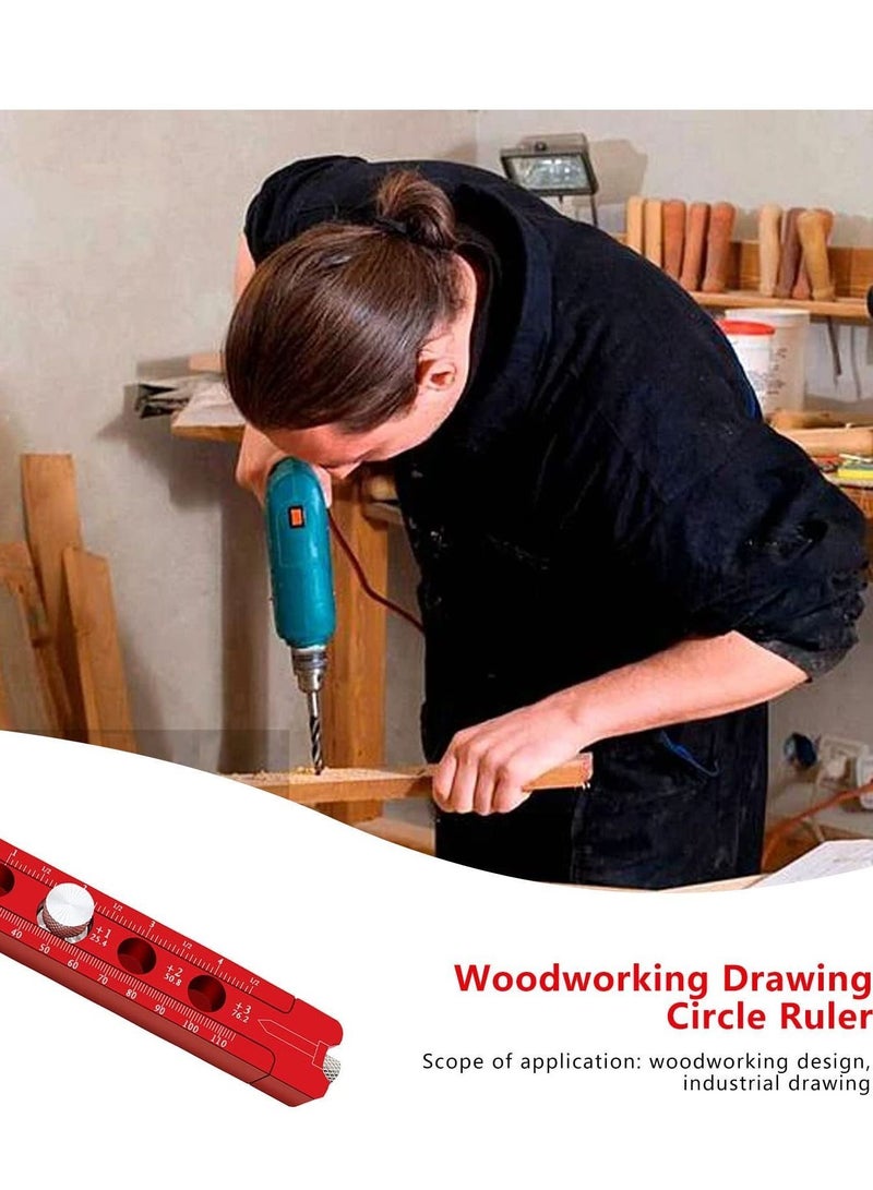 Y&D Adjustable Woodworking Marking Gauge Compass Scriber Aluminum Alloy Round Drawing Circle Ruler Precision Supplies Measurement Tools - Image 2