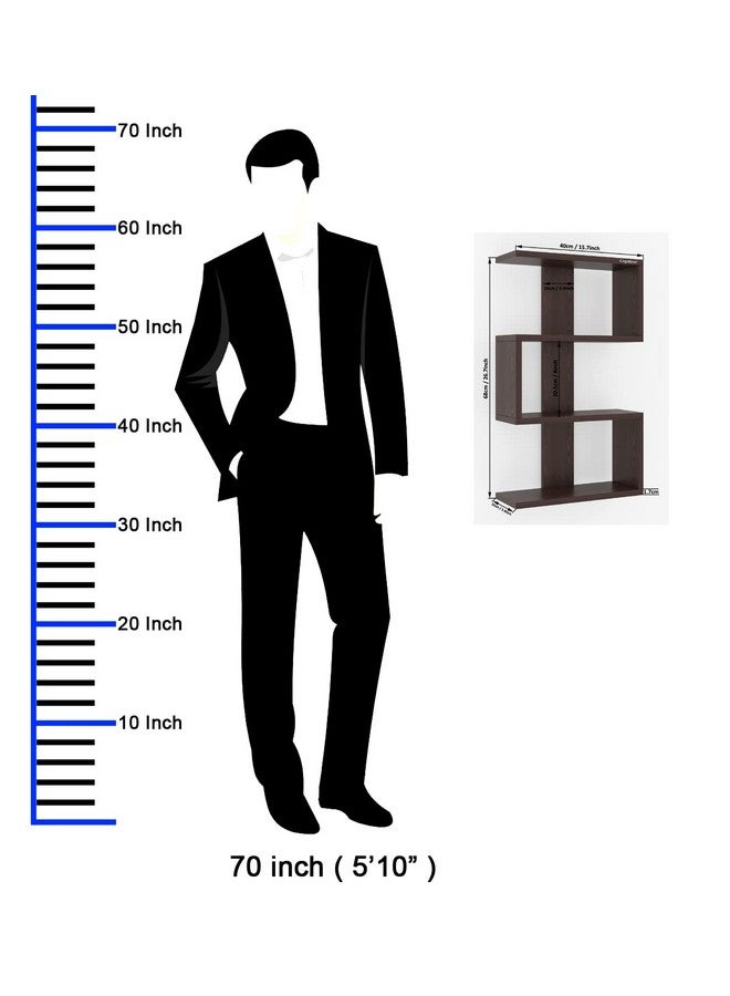 Captiver Engineered Wood Wall Mounted Books Shelf Racks Stand Self Tier 4 Wenge - Image 4