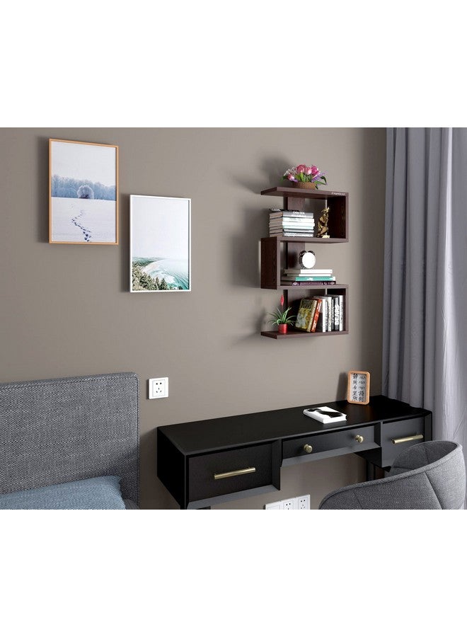 Captiver Engineered Wood Wall Mounted Books Shelf Racks Stand Self Tier 4 Wenge - Image 2