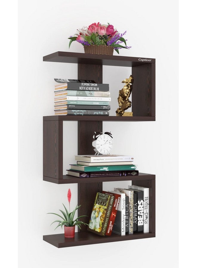 Captiver Engineered Wood Wall Mounted Books Shelf Racks Stand Self Tier 4 Wenge - Image 3