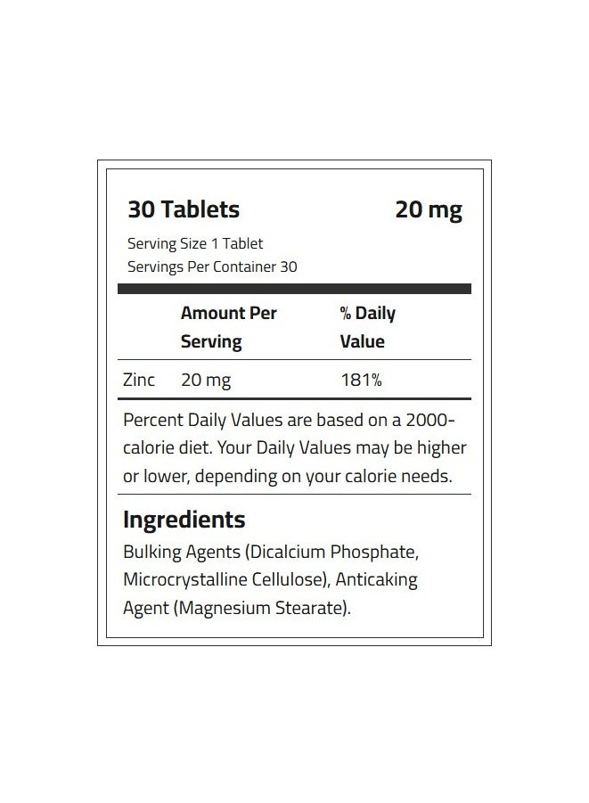 OptiTect Zinc 20 mg Supports Immune System 30 tablets - Image 5