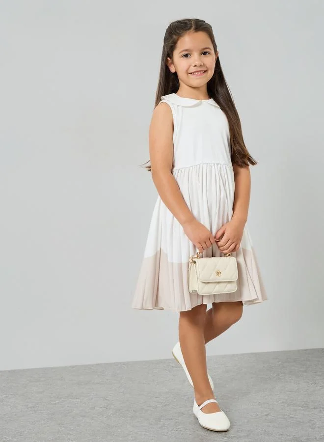 Styli Girls White Contrast Hem Sleeveless Dress