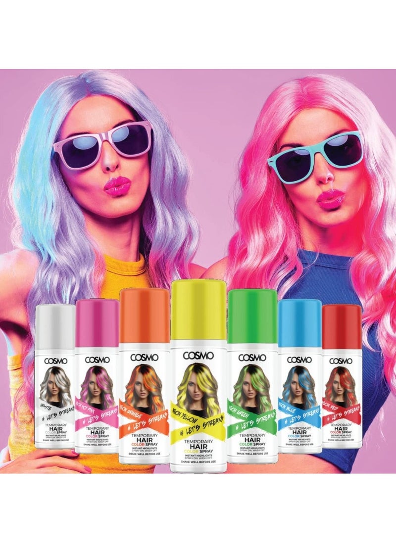 COSMO - Cosmo Temporary Neon Orange Hair Color Spray For Unisex 100ml | Suitable for All Hair Types | Colour Spray | Easy to Wash | Beauty | Funky Party Looks - Image 1