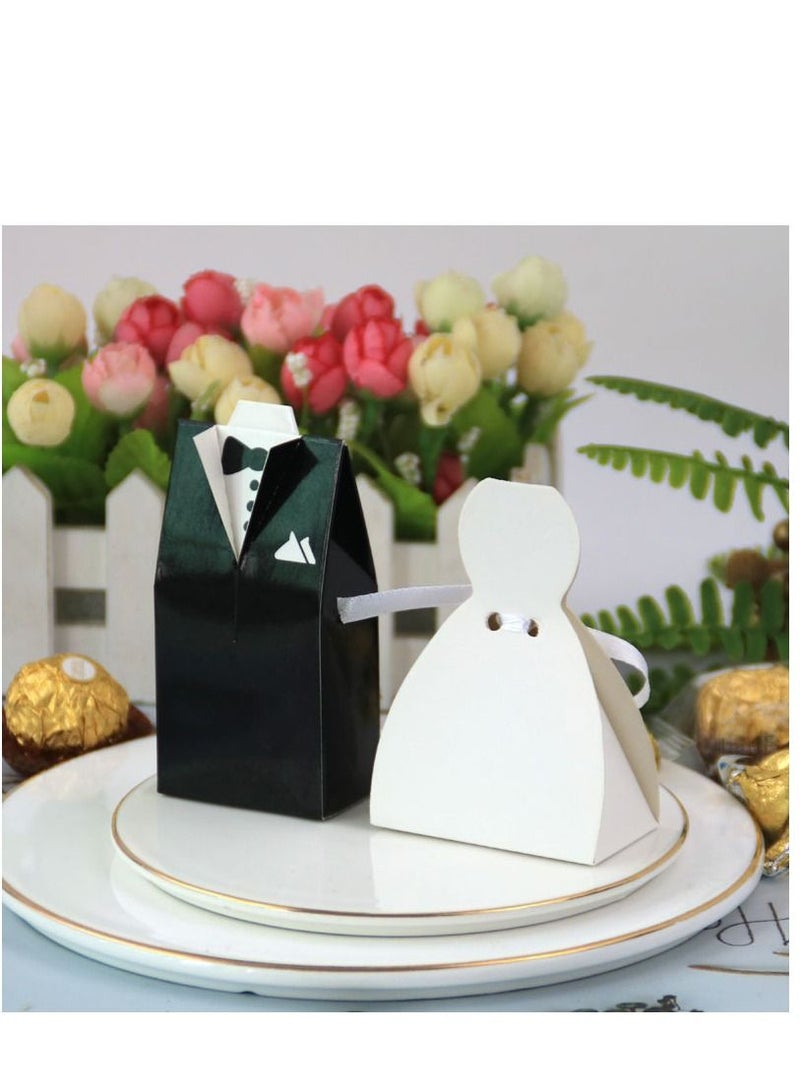 Generic 100Pcs Wedding Favor Boxes Small Wedding Party Favor Boxes Bride And Groom Candy Boxes For Bridal Shower Decorations Dress And Suit Favor Boxes （50Pcs Suit+50Pcs Wedding Dress）
