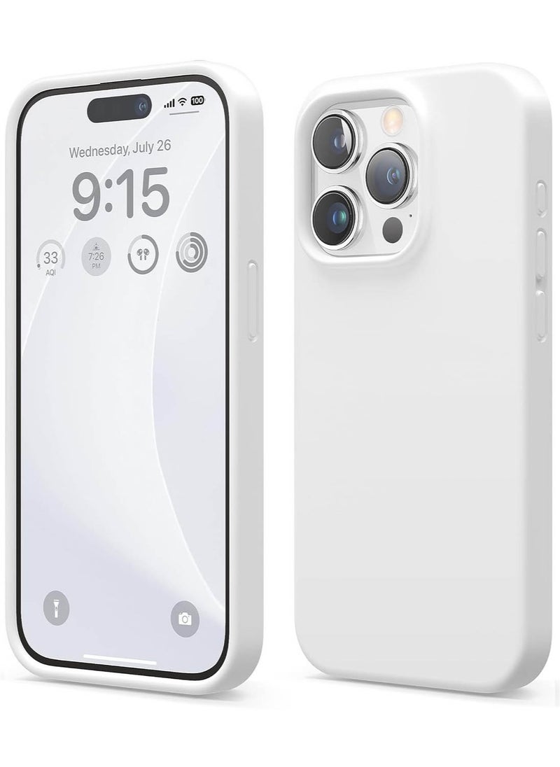 Elago - Liquid Silicone for iPhone 15 PRO Case Cover with Full Body Protection, Shockproof, Slim, Anti-Scratch Soft Microfiber Lining - White - Image 1