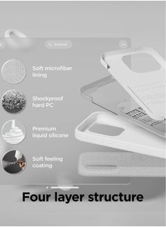 Elago Liquid Silicone for iPhone 15 PRO Case Cover with Full Body Protection, Shockproof, Slim, Anti-Scratch Soft Microfiber Lining - White  - Image 4