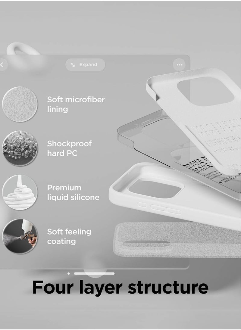 Elago - Liquid Silicone for iPhone 15 PRO Case Cover with Full Body Protection, Shockproof, Slim, Anti-Scratch Soft Microfiber Lining - White - Image 1