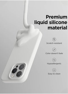 Elago Liquid Silicone for iPhone 15 PRO Case Cover with Full Body Protection, Shockproof, Slim, Anti-Scratch Soft Microfiber Lining - White  - Image 3