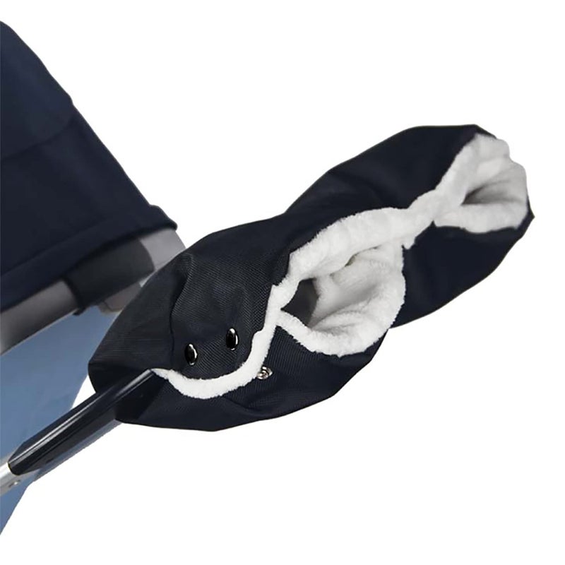 MAM Novelfun Baby Pushchair/Pram/Stroller/Buggy/Baby Carriage Gloves Universal Size Hand Muff Hand Warmer Waterproof Windproof Anti-Freeze Extra Thick Gray Lining Fleece - Black - Image 1