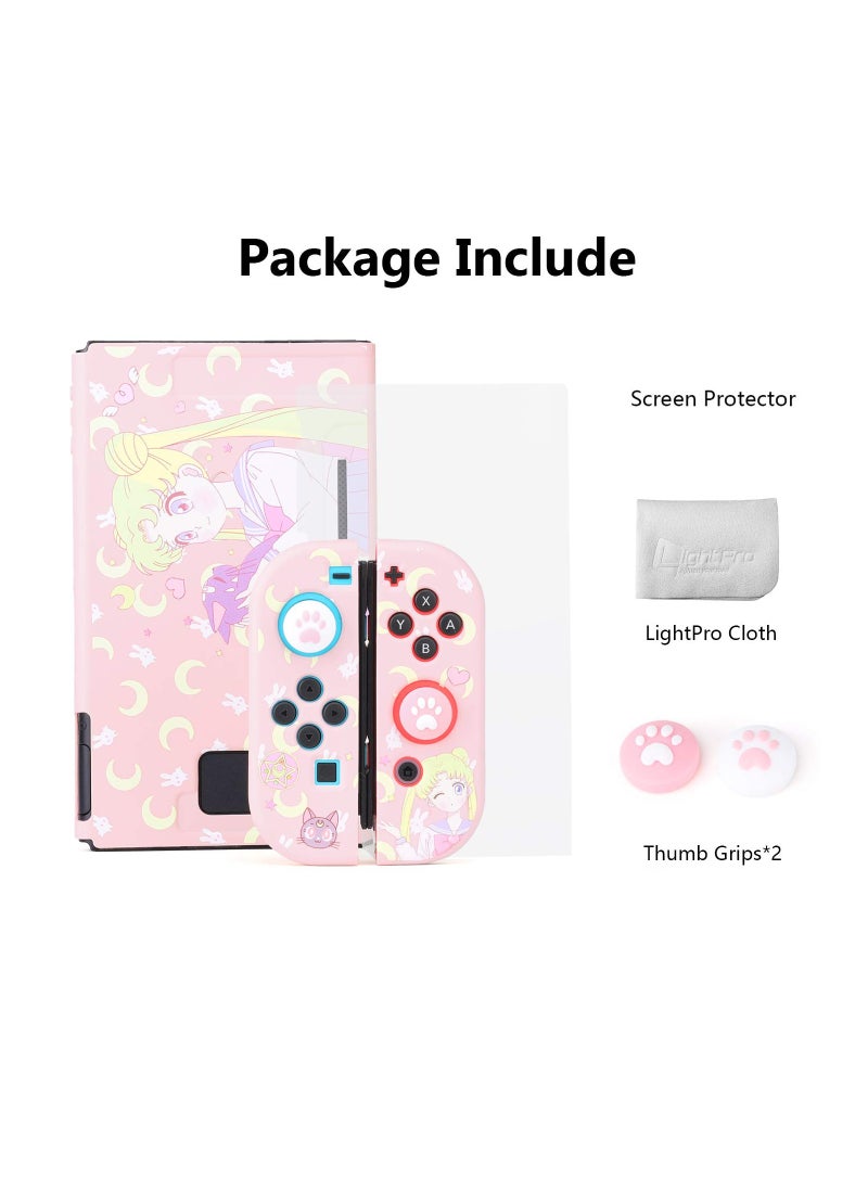 SYOSI - Switch Protective Cover,  Liquid Silicone Protective Case for Switch, Soft Slim Grip Cover Shell for Console and Joy-Con, Scratch, Crack Resistant, Easy Install (Sailor Moon) - Image 1