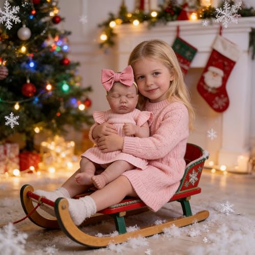EKOKIZ Realistic Baby Doll 20Inch Reborn Baby Doll Girls Soft Cloth Body Newborn Dolls That Look Real Lovely Pretty Lifelike Doll with Pink Dress and Toy Accessories for Kids Age 3 - Image 5