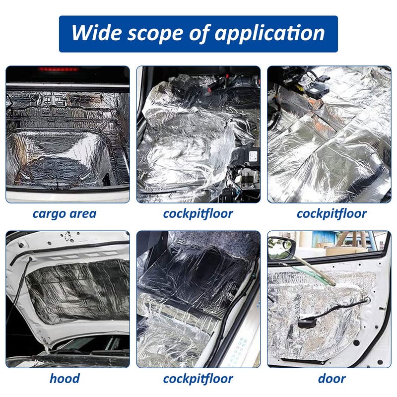 CZXNBI Car Heat Sound Deadening Insulation Mat, 197mil 10.76sqft Sound Deadener & Heat Insulation Pad for Auto Hood Engine Roof Door and Trunk - 40 Inch x 40 Inch, Aluminum Foil Finish - Image 4