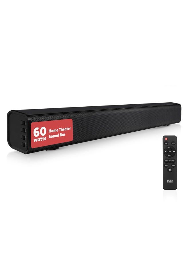Pyle Wave Base Wireless BT Soundbar - Compact Tabletop Home Theater Sound System with AUX, Extended Bass, Full-Range Stereo, TV Stand Mount, LED Indicators, Easy Setup, 23' x 2' x 2” in - Image 1