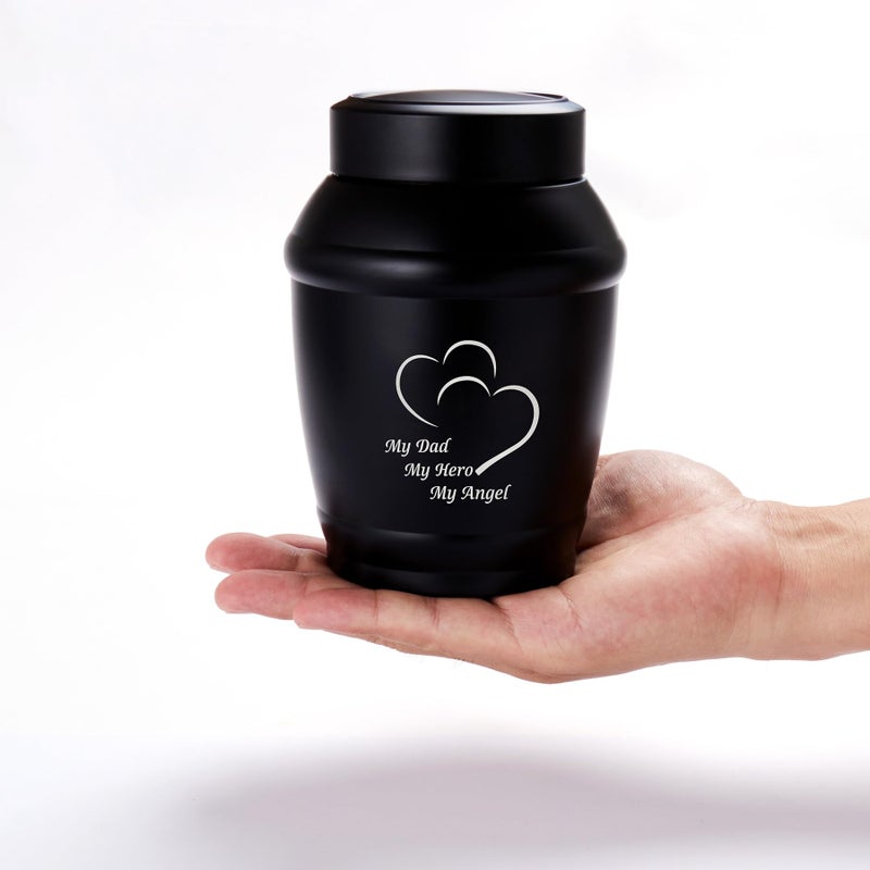 LINES ARTE 5.7" Medium Cremation Urns for Human Ashes Adult Male Dad Men,Black Heart Urns for Human Ashes - Image 4