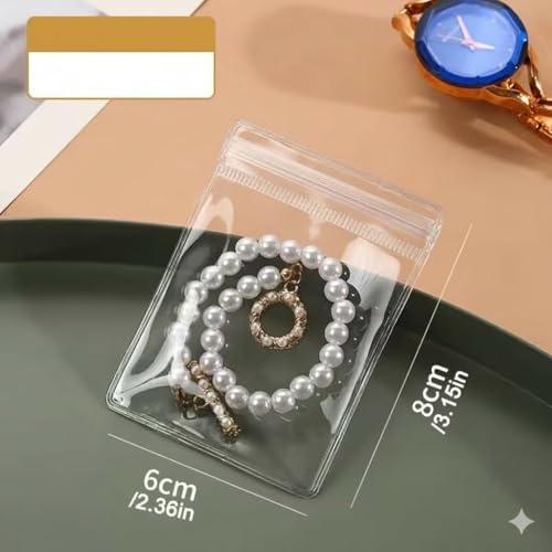 Nibbler 50 Pcs small Jewellery Organiser Storage Pouches Clear Zip Lock Cover for Rings, Earrings, Transparent, Polyvinyl Chloride PVC (Small) - Image 5