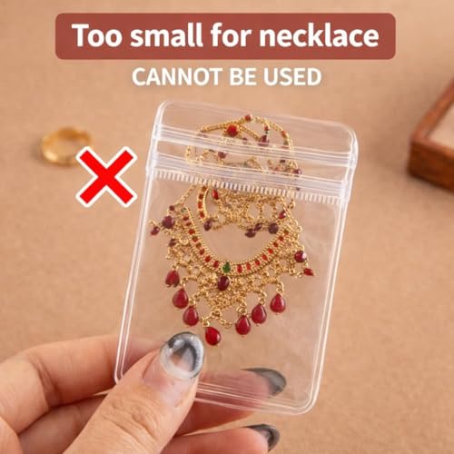 Nibbler 50 Pcs small Jewellery Organiser Storage Pouches Clear Zip Lock Cover for Rings, Earrings, Transparent, Polyvinyl Chloride PVC (Small) - Image 3