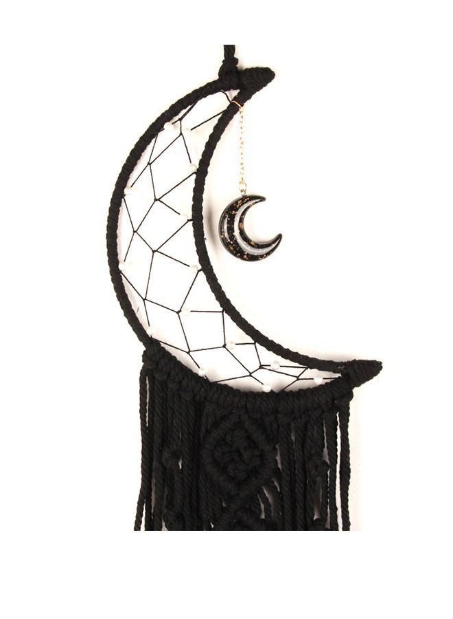 Moon Dream Catcher Bedroom Wall Decor, Room Decor, Moon Gifts Dream Catchers, Moon Catcher Boho Wall Decor(Black)  - Image 2