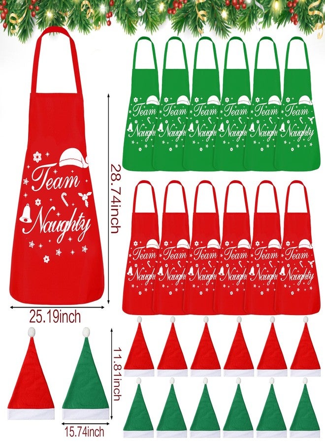 Cutecrop 24 Pcs Christmas Matching Aprons with Santa Hats Christmas Baking Crew Apron Fun Kitchen Gift for Family Cookie Baking Party Funny Holiday Chef Apron for Women Men Adults - Image 2