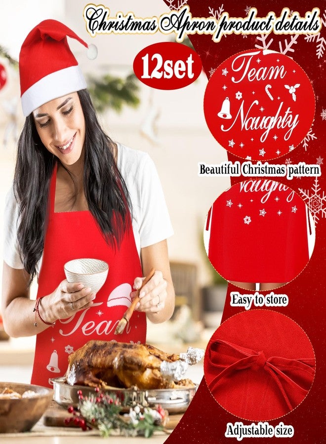Cutecrop 24 Pcs Christmas Matching Aprons with Santa Hats Christmas Baking Crew Apron Fun Kitchen Gift for Family Cookie Baking Party Funny Holiday Chef Apron for Women Men Adults - Image 3