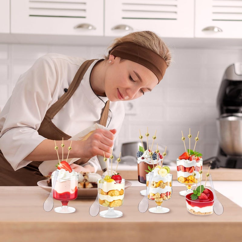 JIURUN 140Pcs Dessert Cups with Spoons 5oz Mini Clear Appetizer Parfait Cups and Heart Plastic Dessert Cups with Cocktail Picks for Fruit Ice Cream Cake Party Birthday Party Events Supplies - Image 4
