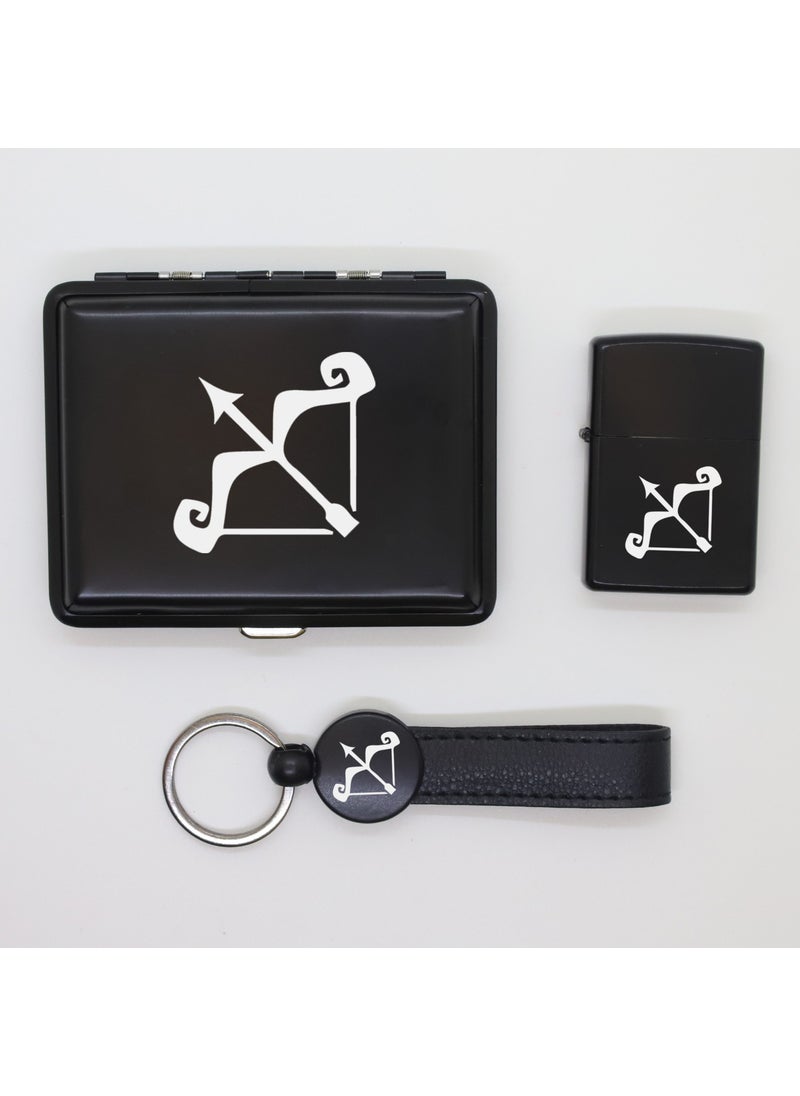 Ada Lazer - Personalized Sagittarius Metal Plate, Zippo Lighter and Keychain Set - Image 1