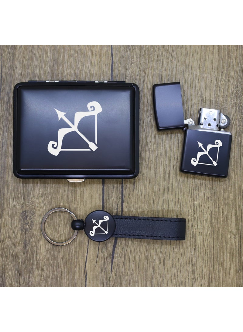 Ada Lazer - Personalized Sagittarius Metal Plate, Zippo Lighter and Keychain Set - Image 1