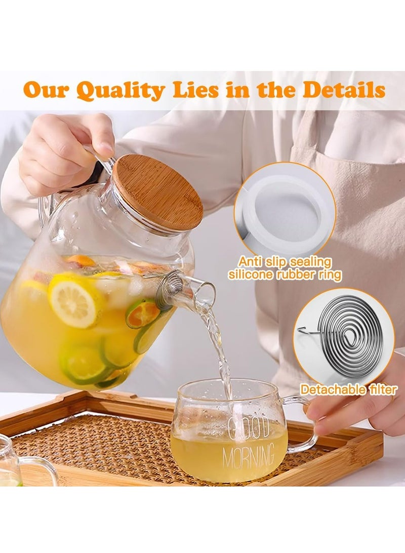 إسكدنيا إبريق شاي زجاجي سعة 50 أونصة، مع غطاء من الخيزران وفلتر قابل للإزالة، للشاي السائب والشاي المزهر - Image 5