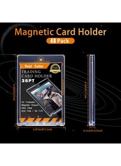 Zonon 40 Pieces Thick Magnetic Card Sleeve Card Holder 35pt Hard Plastic Protector Standard Thickness Trading Cards Sleeves for Collectible Trading Cards, Baseball, Sports, Game, Playing, Credit Cards  - Image 4