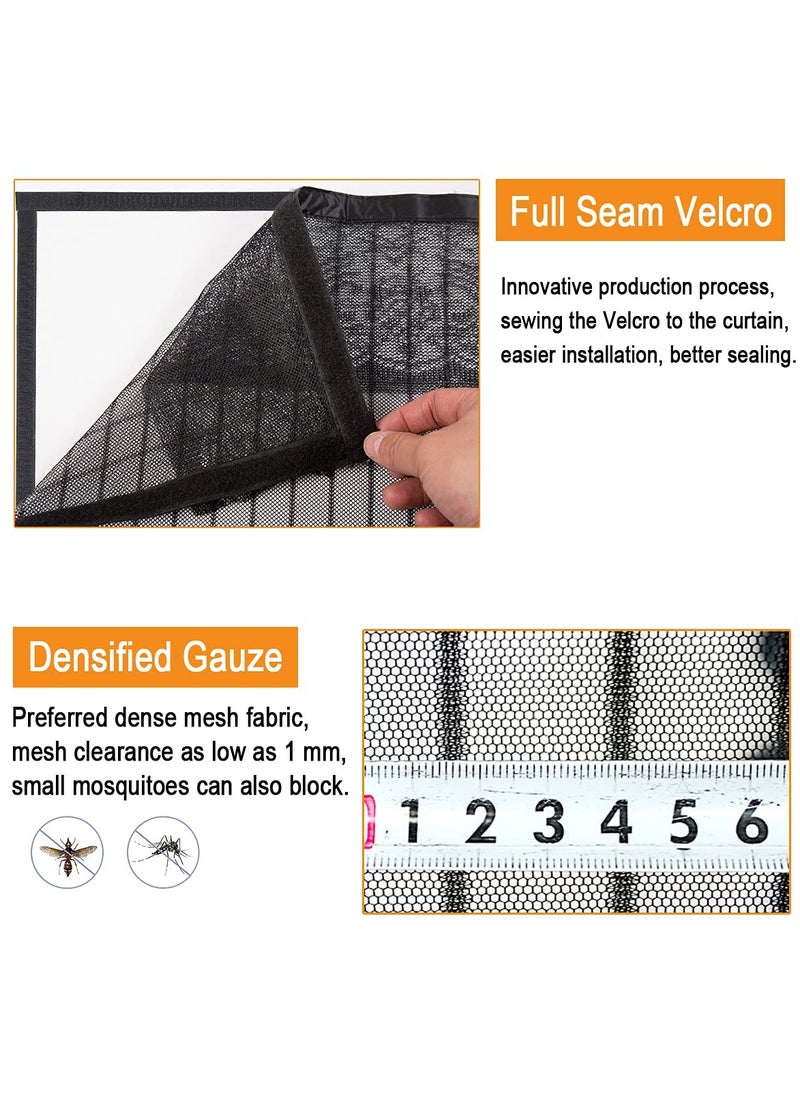 SYOSI - Magnetic Fly Screen Door - KASTWAVE Retractable Mesh with Magnet Sliding Hands Free Net, Pet & Kid Friendly (100x210cm, Black) - Image 1