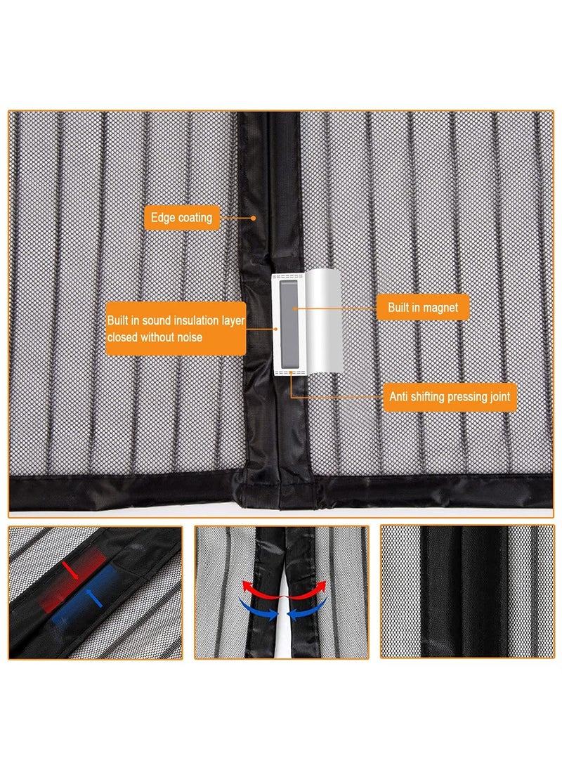 SYOSI - Magnetic Fly Screen Door - KASTWAVE Retractable Mesh with Magnet Sliding Hands Free Net, Pet & Kid Friendly (100x210cm, Black) - Image 1