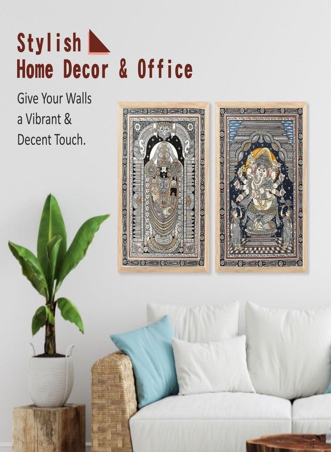 FramingoKart Lord venkateswara swamy Madhubani Art Premium Digital Paintings with Frame for Home Decoration - Painting for Living Room Bedroom Office - Painting for Wall Decoration - Pack of 2#Art2 - Image 4