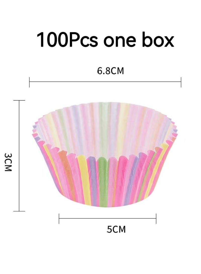 100Pcs/set  Cupcake Baking Paper Cases Cake Box,Disposable Muffins Baking Cupcake Mould 6.8x5x3cm - YUM - Image 2