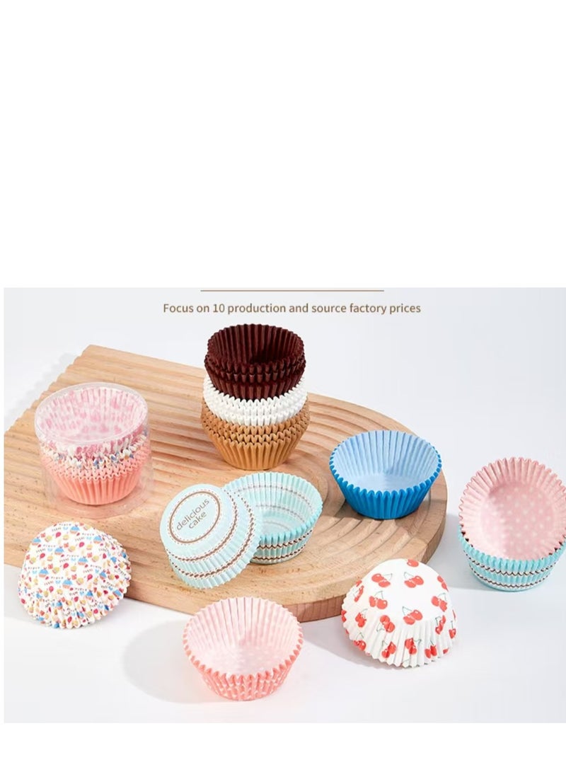 100Pcs/set  Cupcake Baking Paper Cases Cake Box,Disposable Muffins Baking Cupcake Mould 6.8x5x3cm - YUM - Image 5