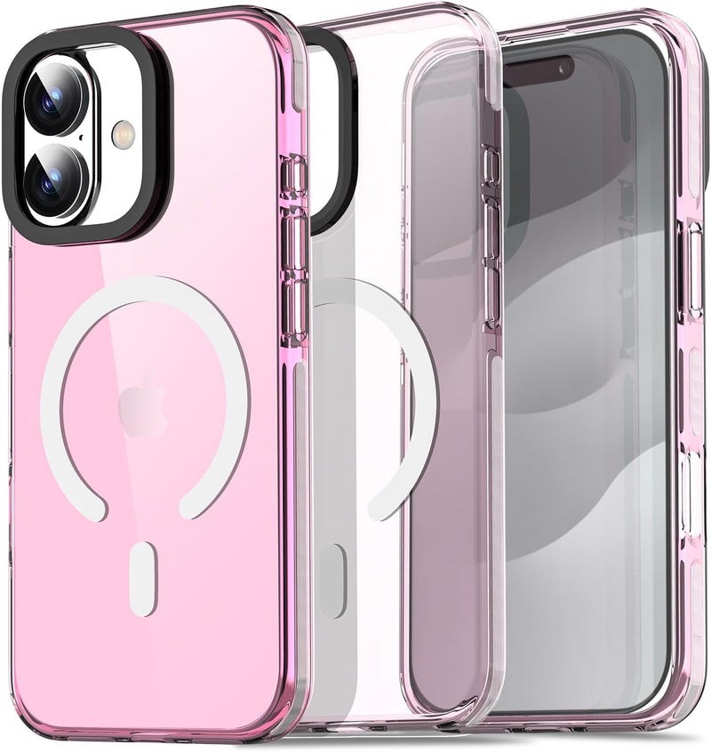 AICase Neon Pink Clear Phone Case for iPhone 17 Compatible with Magsafe, Slim Thin Lightweight Colorful Colored Trendy Protective Bright Cell Phone Cover - Image 1