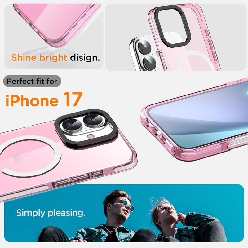 AICase Neon Pink Clear Phone Case for iPhone 17 Compatible with Magsafe, Slim Thin Lightweight Colorful Colored Trendy Protective Bright Cell Phone Cover - Image 3