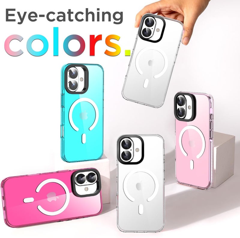 AICase Neon Pink Clear Phone Case for iPhone 17 Compatible with Magsafe, Slim Thin Lightweight Colorful Colored Trendy Protective Bright Cell Phone Cover - Image 2