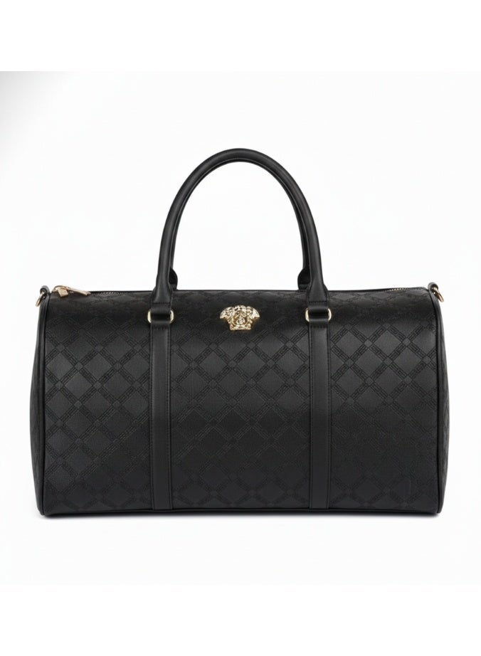 Versace Jeans Versace Black Leather Duffle Bag For Men - Image 1