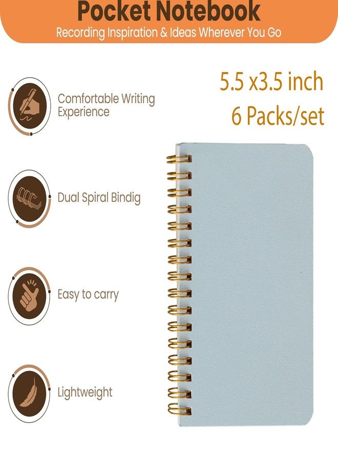 INNAXA Little Subject Notebooks 6 pcs Small Spiral Notebooks, 3.5 x5.5 Pocket Mini Notebooks Pages, 60 Sheet Mini Pads for Home Office and School Accessories - Image 2