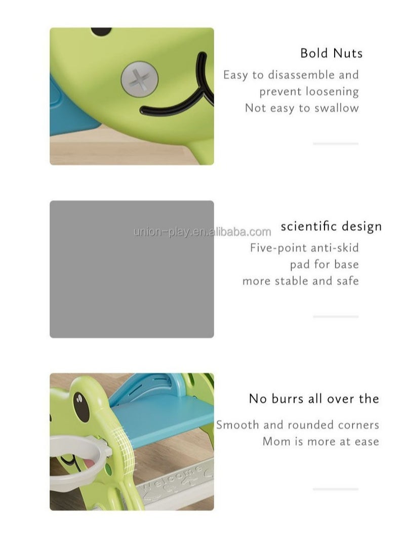 فول جوي زحليقة للأطفال 2 في 1 مع حلقة كرة سلة، زحليقة قابلة للطي للأطفال الصغار والأولاد والبنات والمتسلقين، ألعاب داخلية وخارجية - Image 3