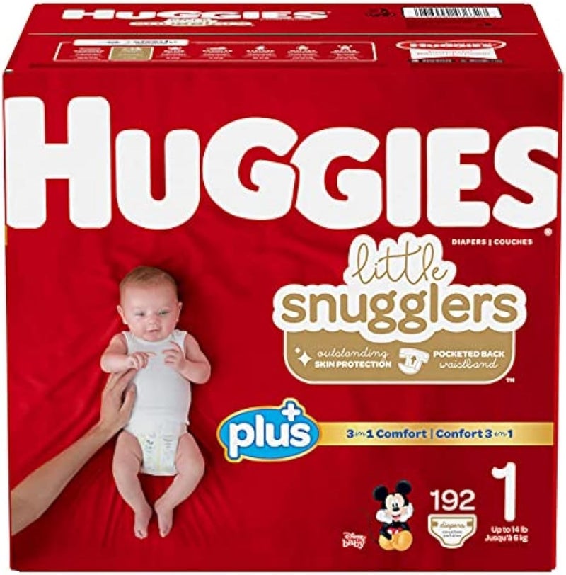 HUGGIES حفاضات هاجيز ليتل سنجلرز بلس مقاس 1 (192 قطعة) - Image 1