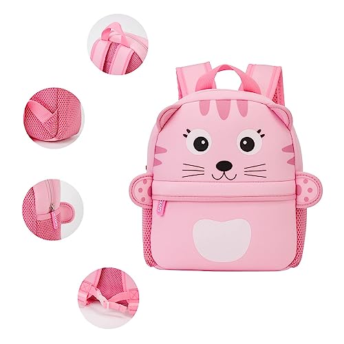 KK CRAFTS Preschool Toddler Backpack with Leash, 3D Cute Cartoon Neoprene Animal Schoolbag for Kids Boys Girls(Pink Cat) - Image 4