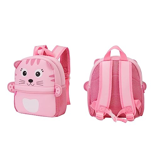 KK CRAFTS Preschool Toddler Backpack with Leash, 3D Cute Cartoon Neoprene Animal Schoolbag for Kids Boys Girls(Pink Cat) - Image 5