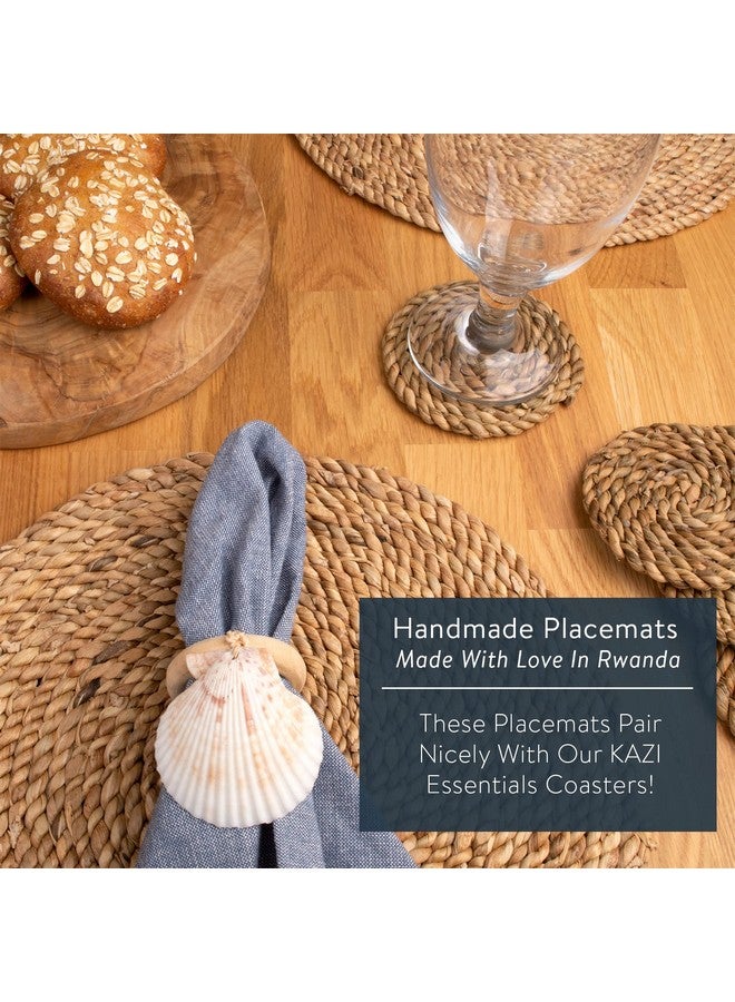 Kazi KAZI Essentials Boho Round Woven Placemats - Set of 6, Natural Wicker Cattail Placemats, Braided Heat Resistant Non-Slip Weave, Eco-Friendly Handmade by African Artisans (13" Round, Natural Cattail)  - Image 4