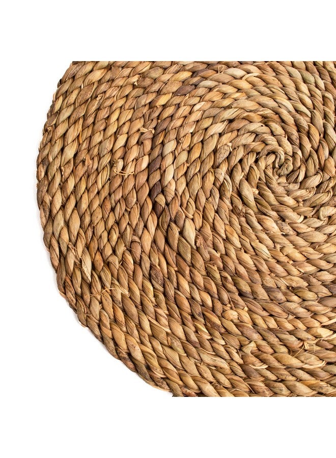 Kazi KAZI Essentials Boho Round Woven Placemats - Set of 6, Natural Wicker Cattail Placemats, Braided Heat Resistant Non-Slip Weave, Eco-Friendly Handmade by African Artisans (13" Round, Natural Cattail)  - Image 1