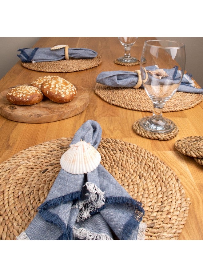 Kazi KAZI Essentials Boho Round Woven Placemats - Set of 6, Natural Wicker Cattail Placemats, Braided Heat Resistant Non-Slip Weave, Eco-Friendly Handmade by African Artisans (13" Round, Natural Cattail)  - Image 2