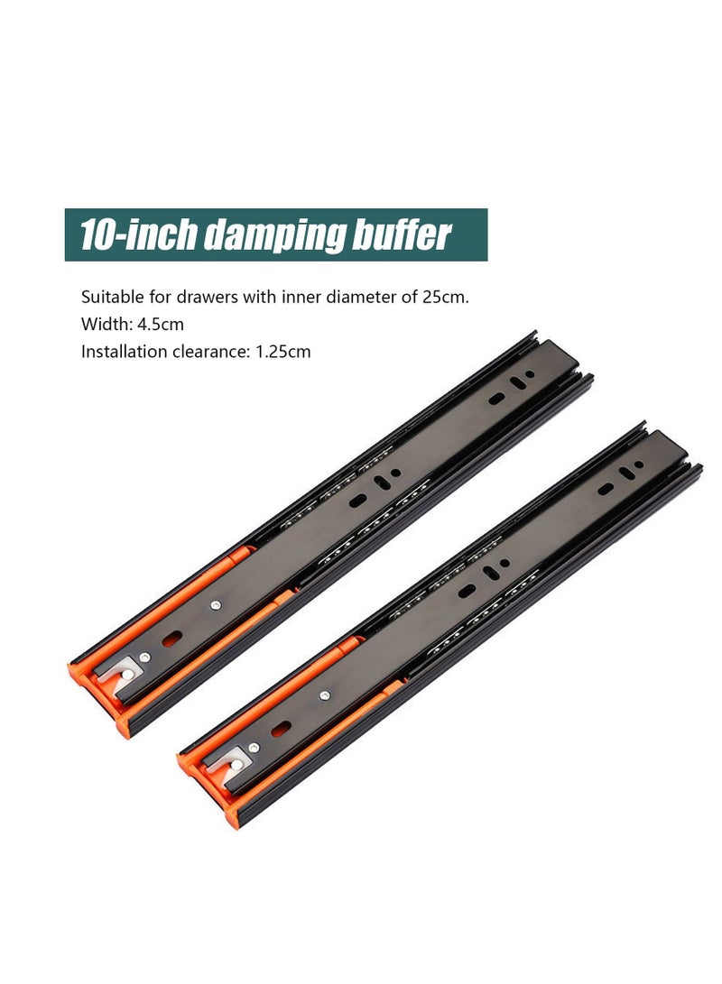 Excefore Heavy Duty Drawer Slides, Drawer Runners Track Guide Glides 90 KG Load Capacity Self Close Full Extension with Ball Bearing Slides 250 mm, Side Mount 1 Pair Black  - Image 2