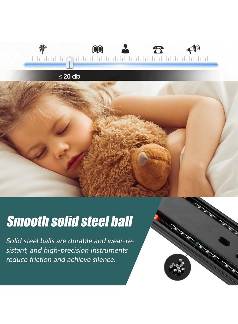 Excefore Heavy Duty Drawer Slides, Drawer Runners Track Guide Glides 90 KG Load Capacity Self Close Full Extension with Ball Bearing Slides 250 mm, Side Mount 1 Pair Black  - Image 3